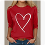 Women's Red T shirt Tee with Heart Valentine's Day Valentine Long Sleeve Fashion Round Neck Regular Fit