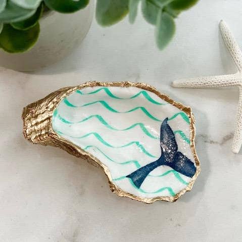 Whale Tail and Waves Oyster Trinket Dish